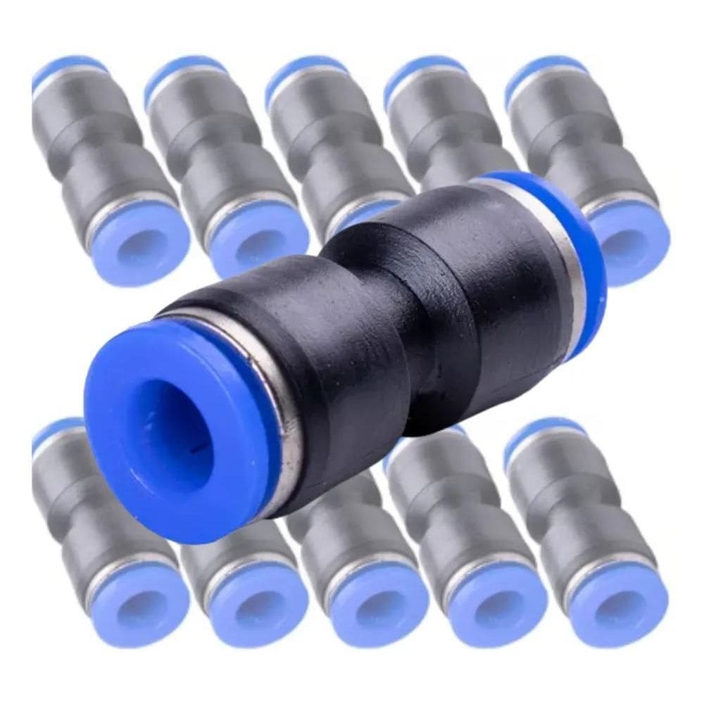 2X 10 Conexão Pneumática Reta União Emenda 6Mm Instantânea K