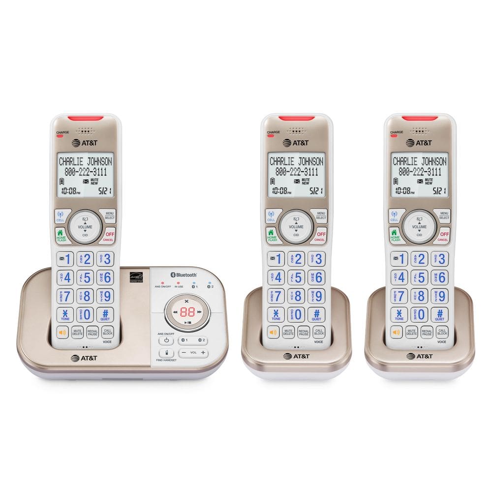 Telefones fixos AT&T com secretária eletrônica DECT 6.0 3 aparelhos