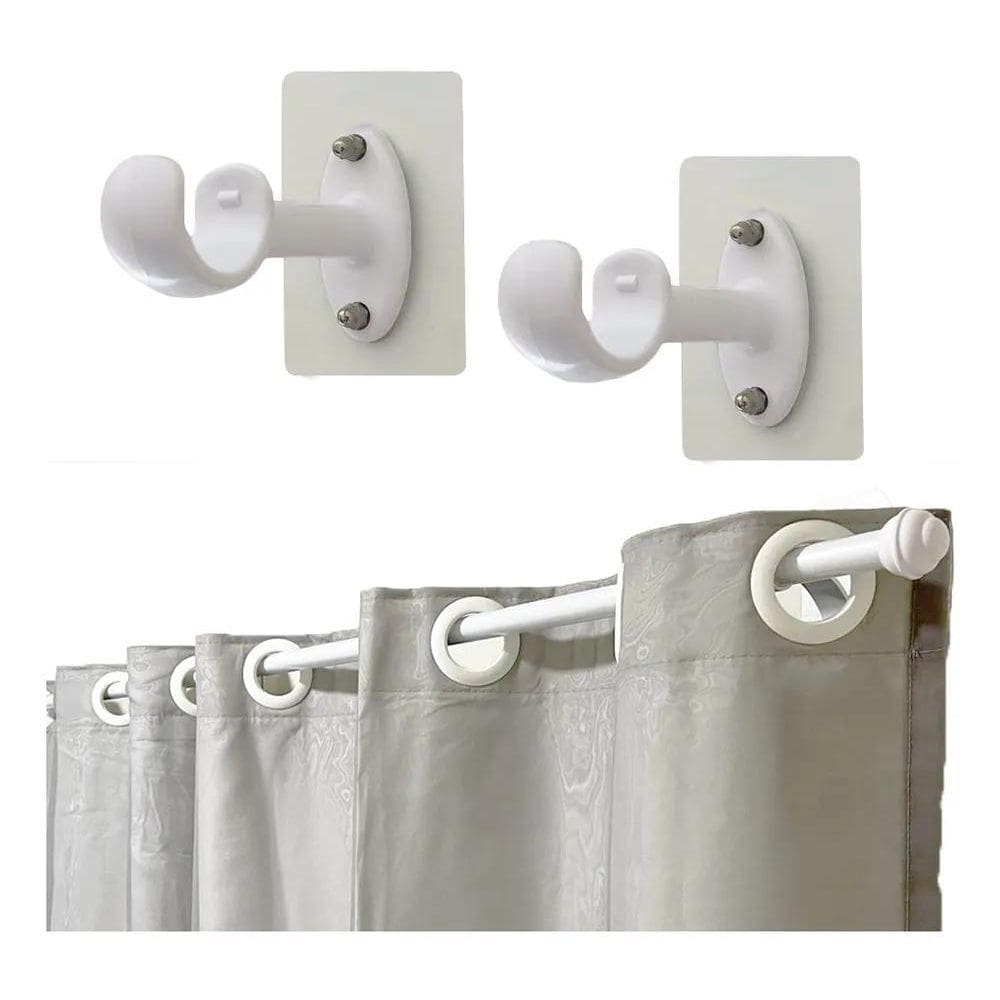 2X Suporte Cortina Adesivo Varão Até 28Mm Exclusivo Par 2 Pe
