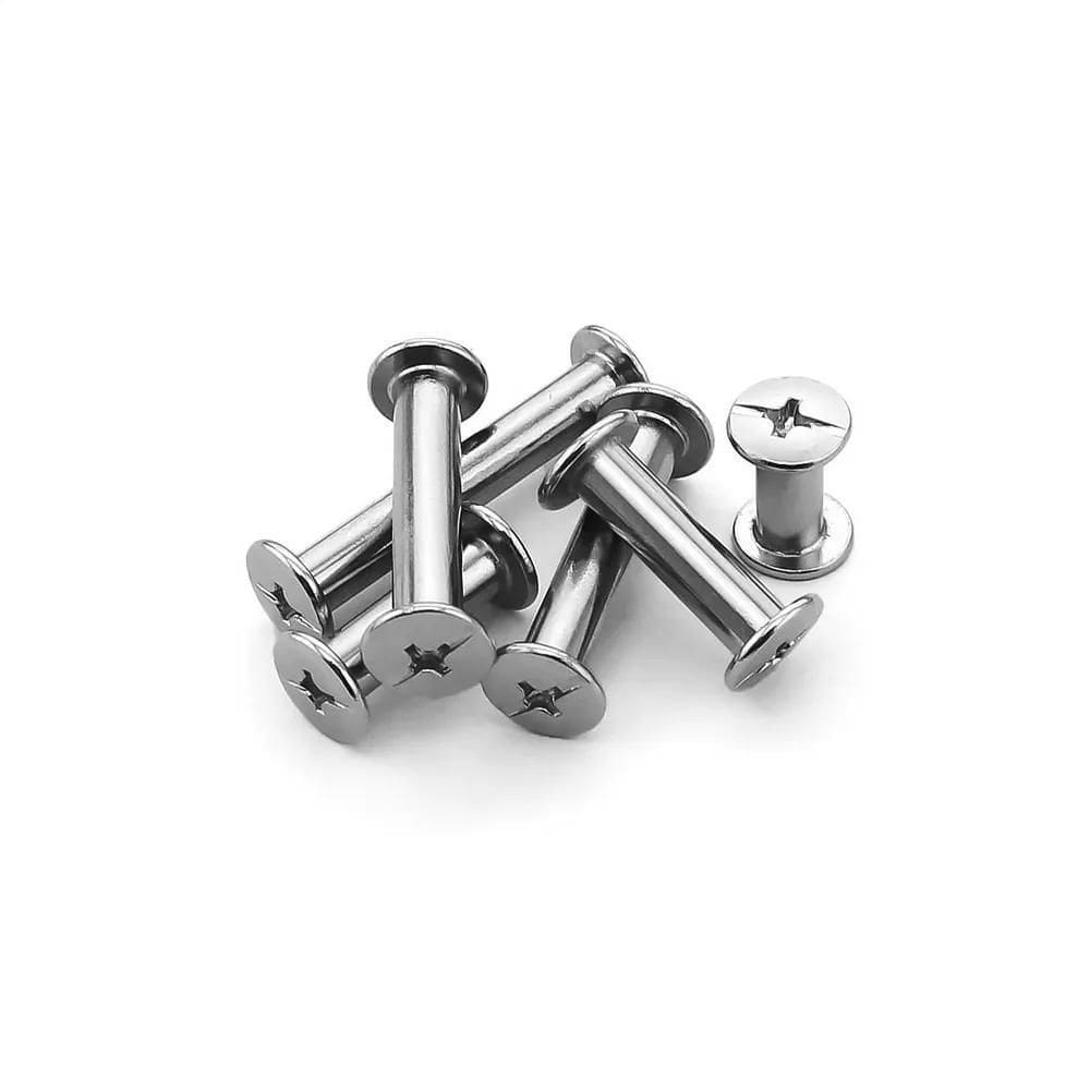 2X Parafuso De Metal Para Pastas Niquelado 10Mm C/50 Pçs