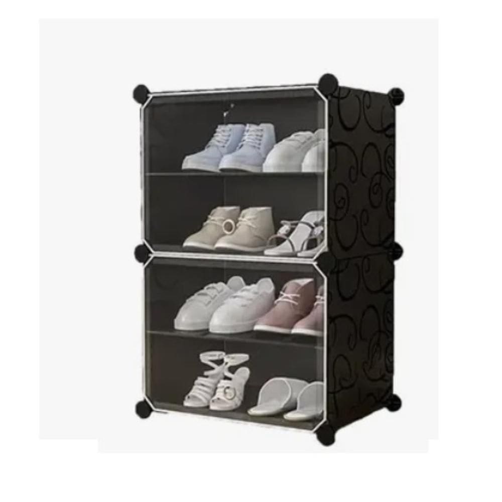 Armário Sapateira Organizador Roupas Brinquedos 4 Prateleiras Preto