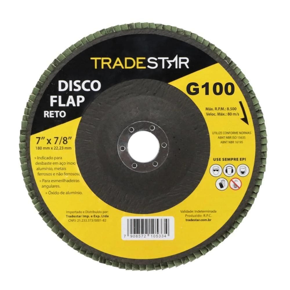 Disco Flap 180 Mm G100 Fibra Reto Aço Tradestar
