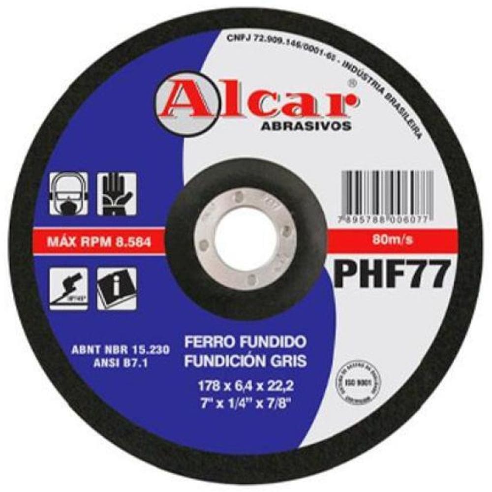 Disco De Desbaste Para Ferro Fundido 178X6,4X22,2Mm Phf77 -