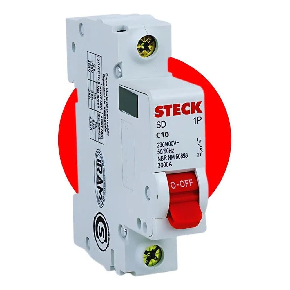 2X Disjuntor Steck Unipolar Mono 10A 16A 20A 25A 32A 40A 50A
