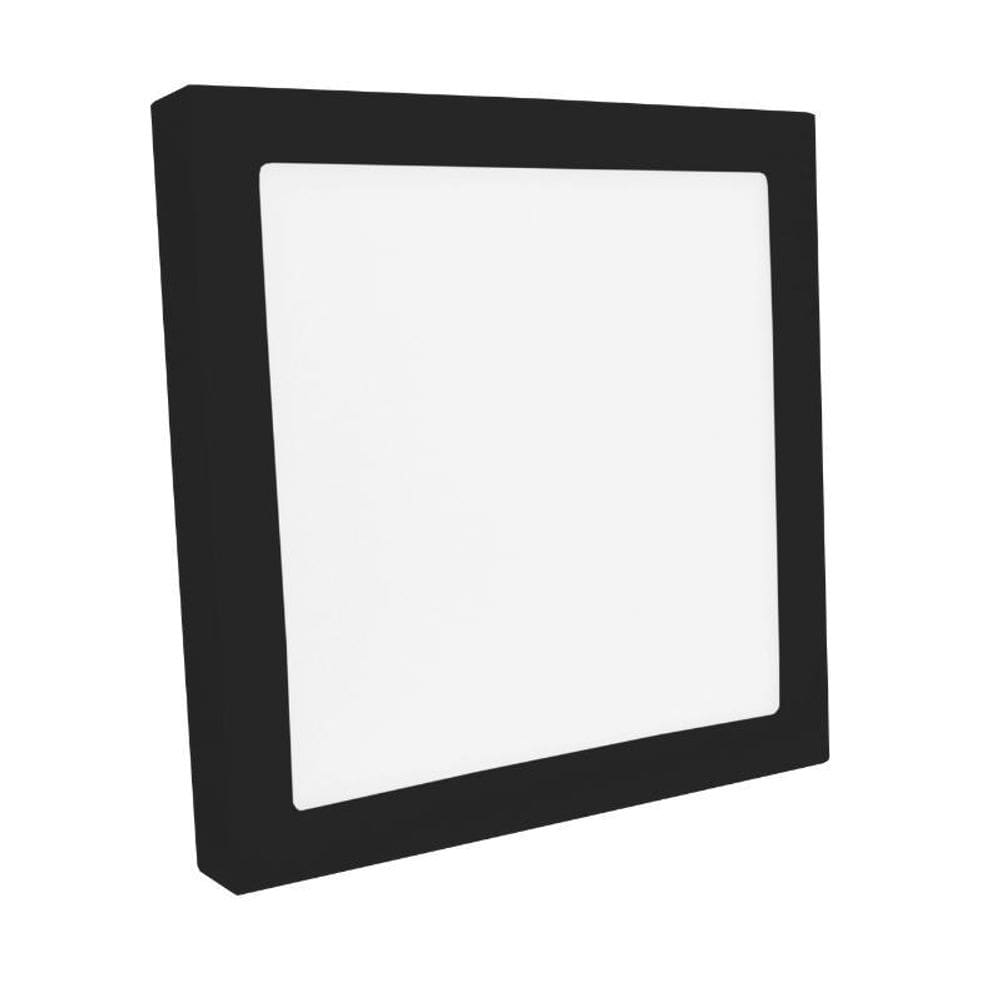 Plafon Led Sobrepor Jet Black Quadrado 4000K 20W Bivolt
