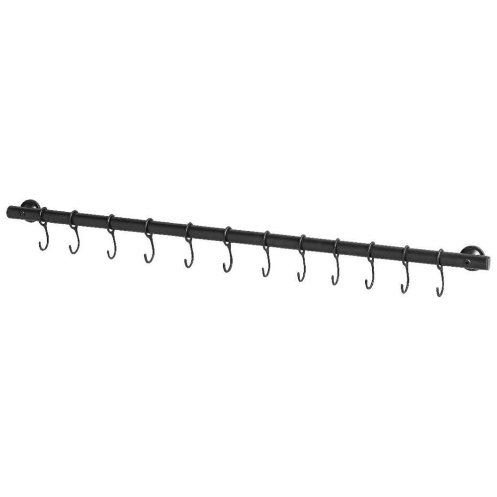 Suporte De Cozinha Porta Talheres 100Cm C/ 18 Ganchos Preto