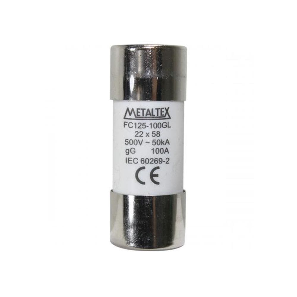 Fusível Cartucho 22X58Mm 100 Amperes Modelo Fc Metaltex