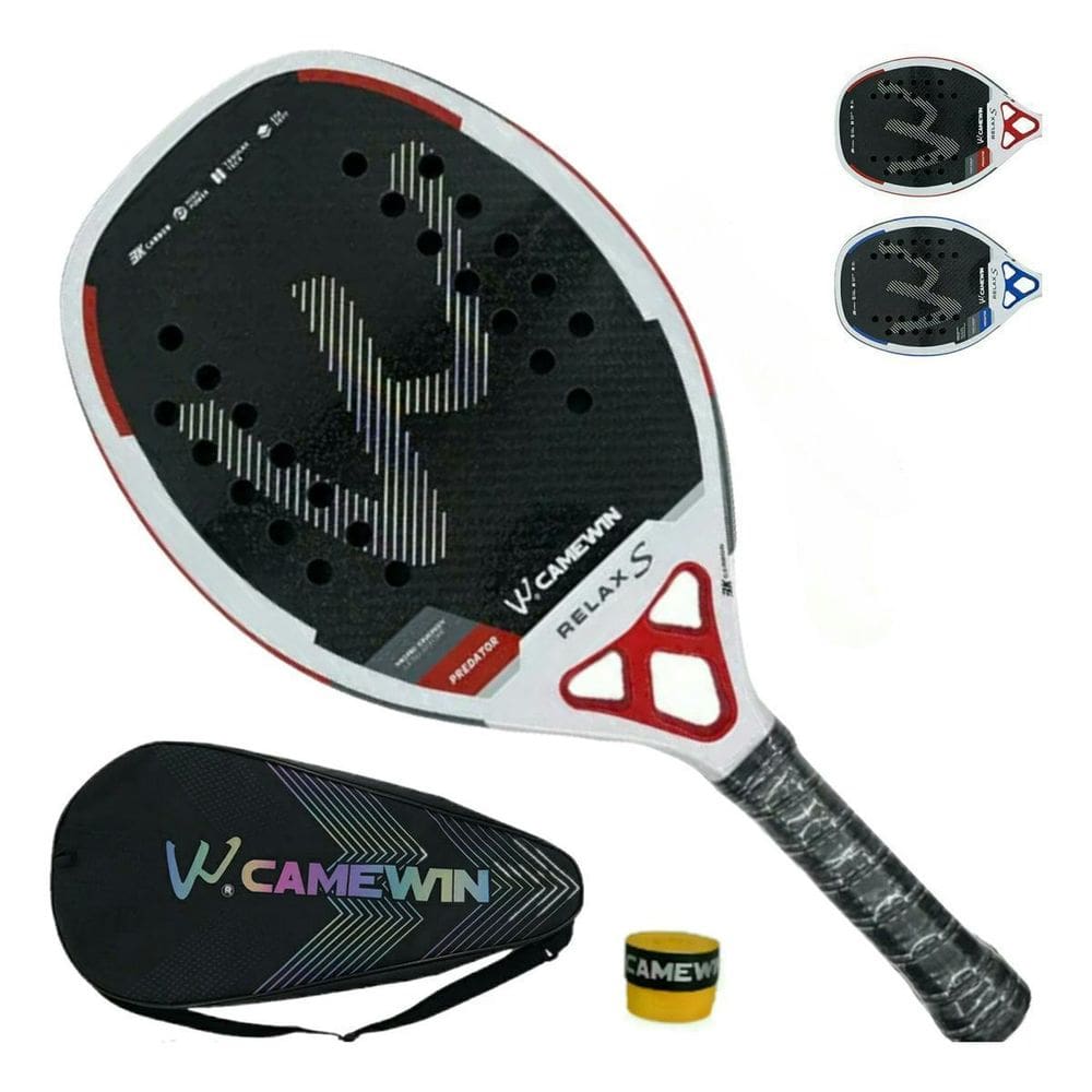Raquete Beach Tennis Carbono 3K Camewin Edição Especial Verm