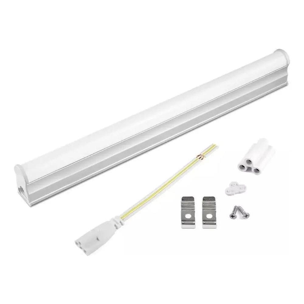 2X Lampada Led Tubular T5 30Cm 6000K Base/Calha Completa 5W