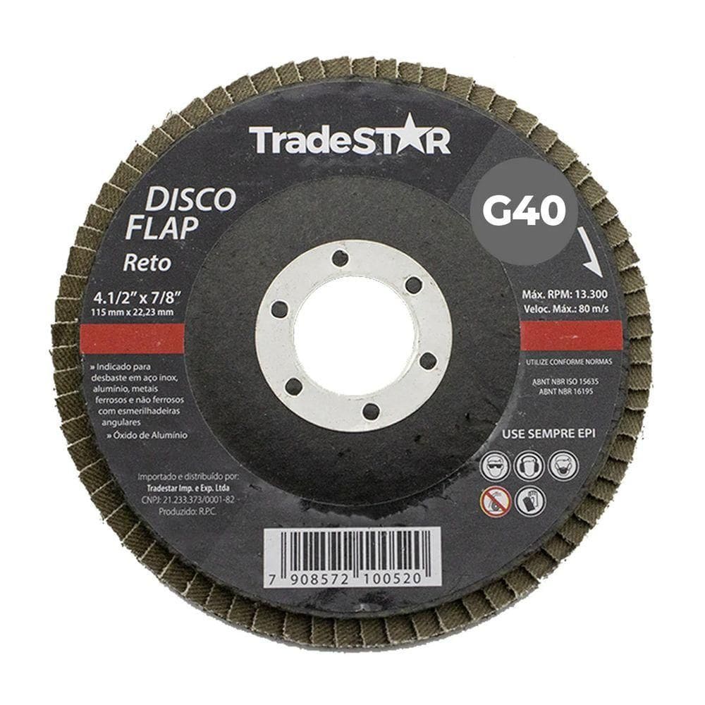Disco Flap 115 Mm G40 Fibra Reto Aço Tradestar