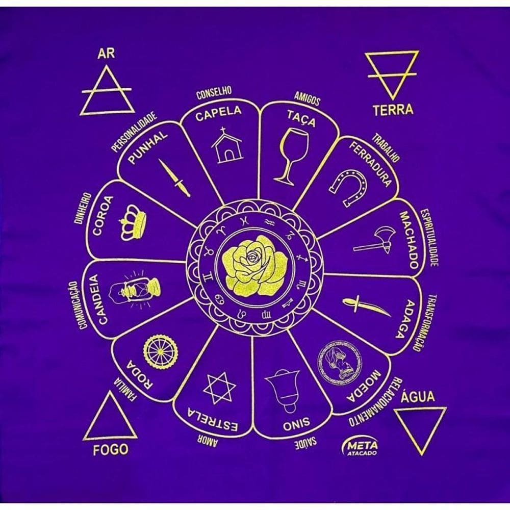 Toalha Cigana Silk Tecido Jogo Cartas Tarot 70X70Cm