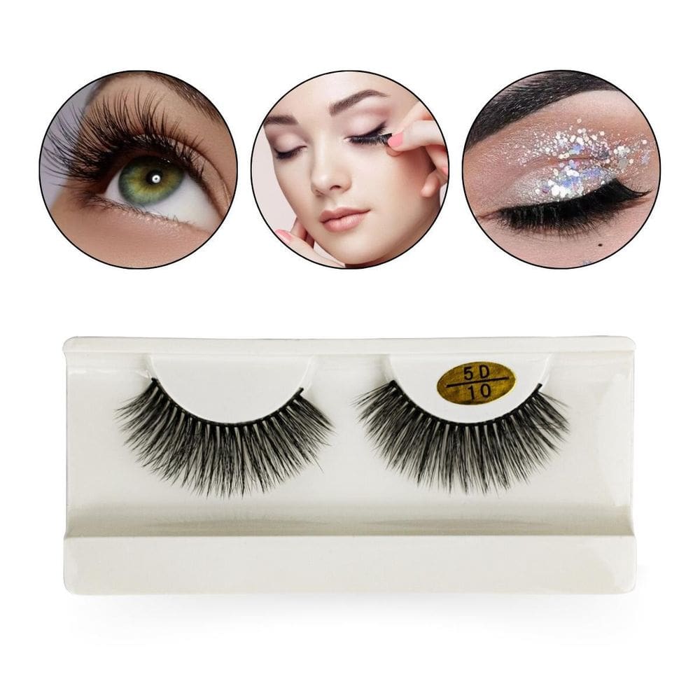 Par Cílios Postiços 5D Olhos Curvados Longos Volumosos 14Mm