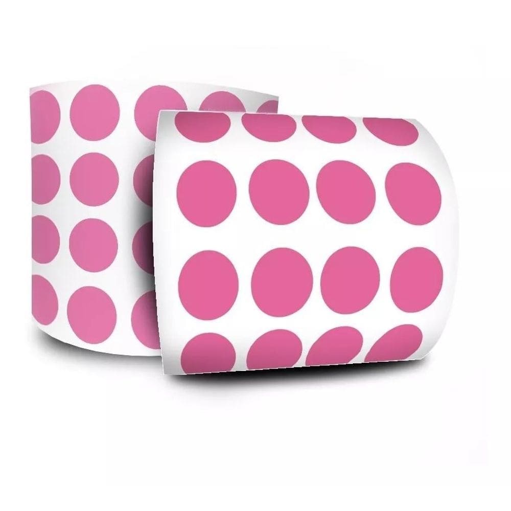 Etiqueta Adesiva Bolinha Colorida Rosa 10Mm 1,0Cm Rolo 1000