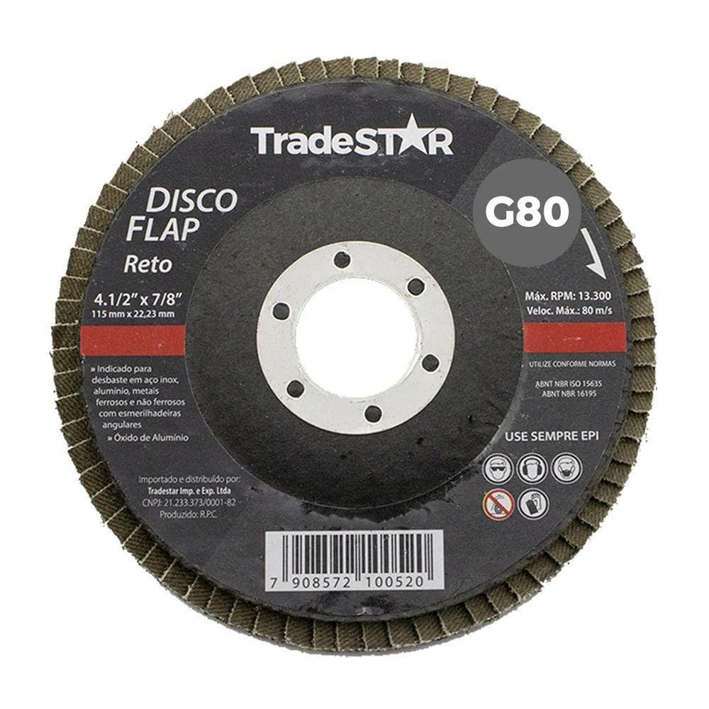 Disco Flap 115 Mm G80 Fibra Reto Aço Tradestar