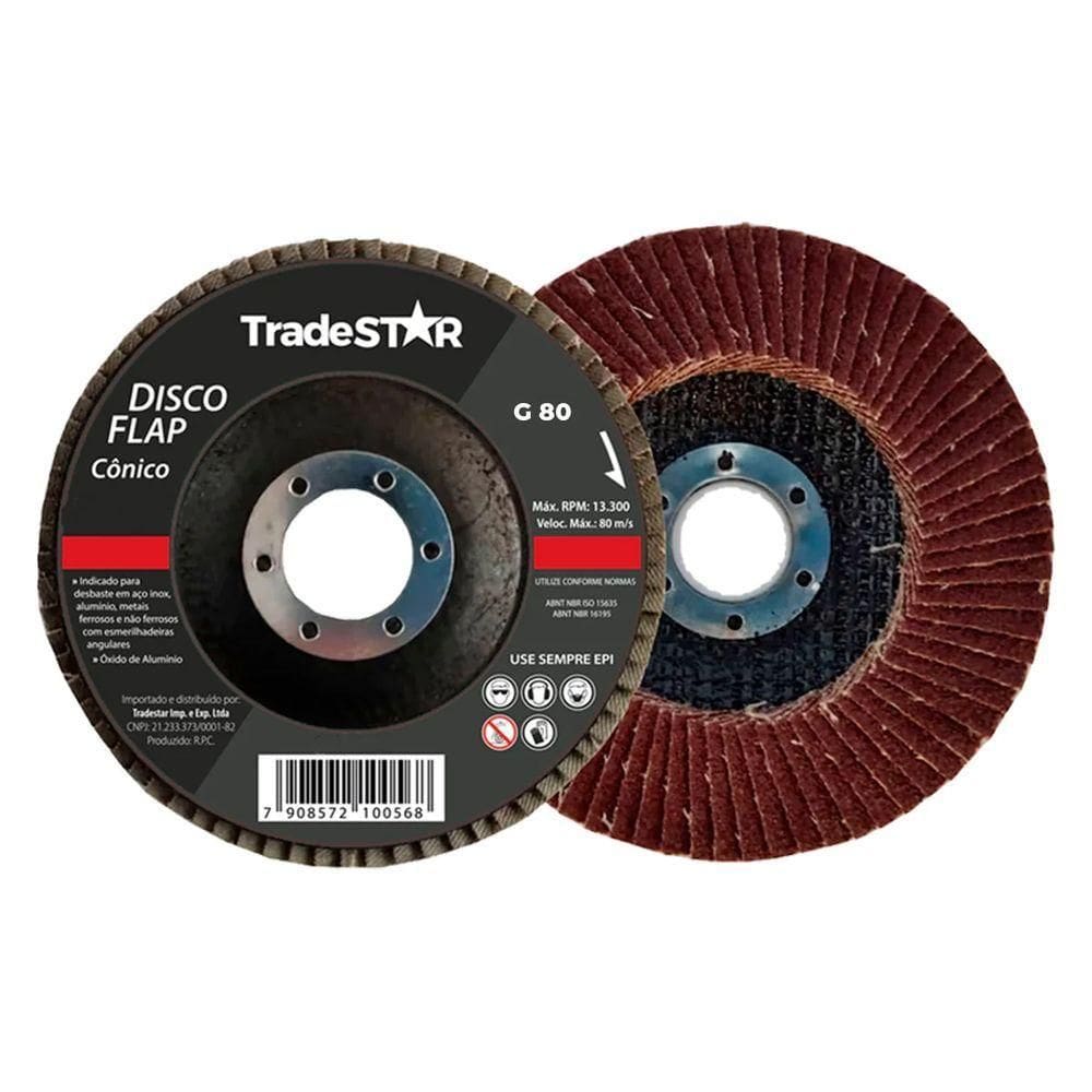 Disco Flap 115 Mm G80 Fibra Cônico Aço Tradestar
