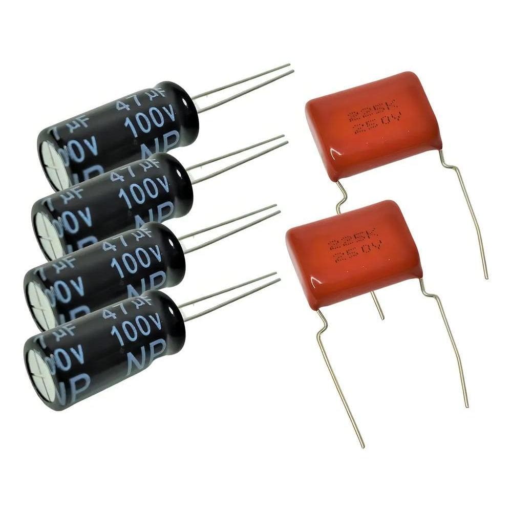 2X 4 Capacitor Corneta 47X100 + 2 Capacitor Sup Tweeter 2M2X