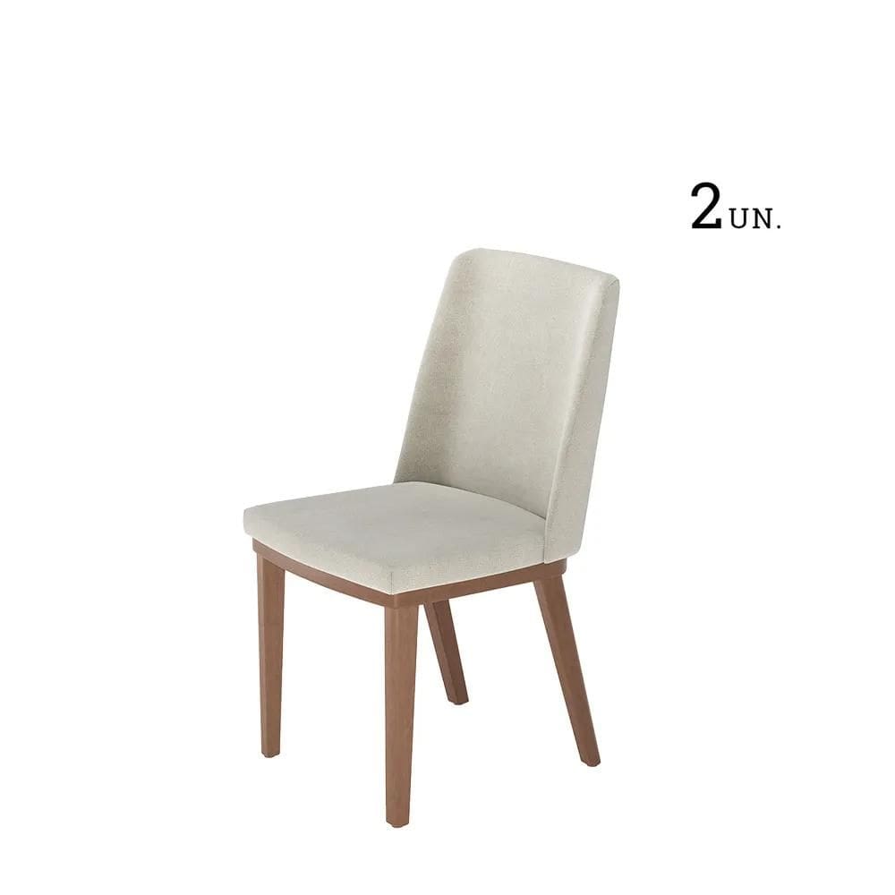 Kit de 2 Cadeiras de Madeira Maciça Estofada Kalina - Natural c/ Soft Palha