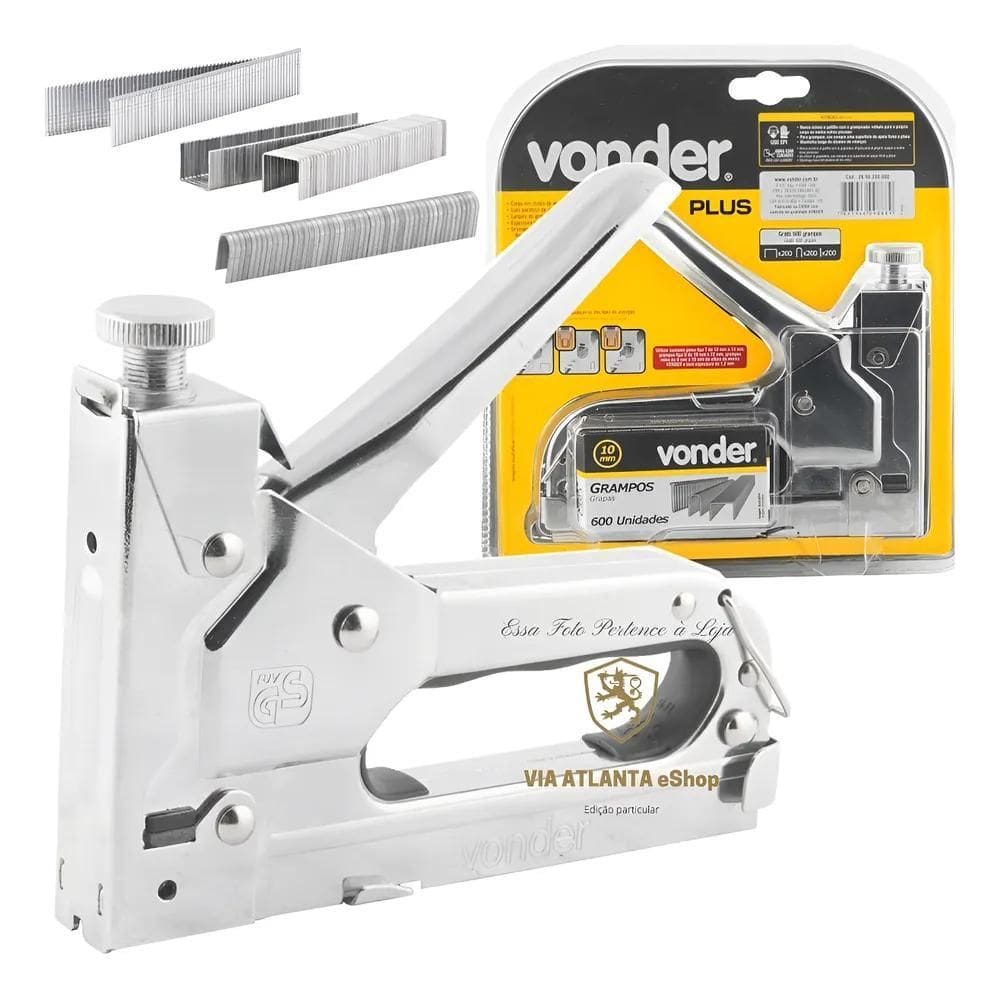 Grampeador Tapeceiro Madeira Profissional Com 600 Grampos