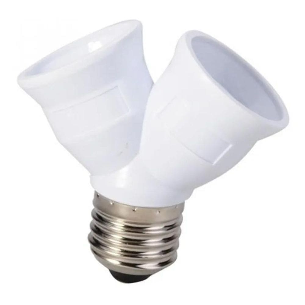 2X Kit 4 Soquete E27 Duplo Adaptador Bocal Em Y 2 Lâmpadas L