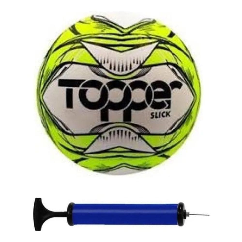 2X Bola Futebol Campo Topper Slick + Bomba De Ar - Amarela C