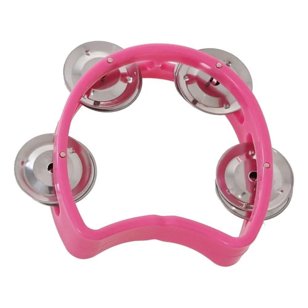 2X Zaidan`S Meia Lua Infantil 10X4Cm Pandeiro Rosa Com 8 Pan