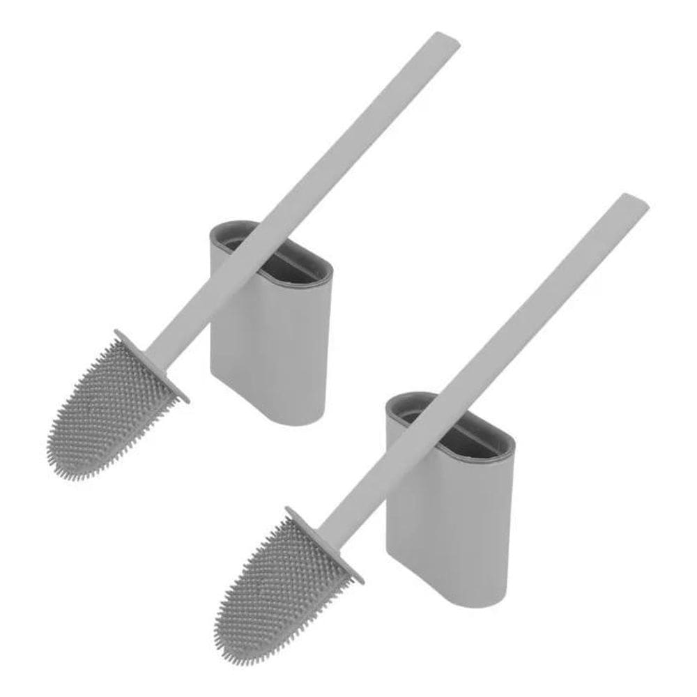 2X Kit 2 Escovas Silicone Vaso Sanitário Base Banheiro Priva
