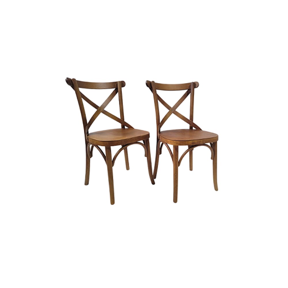 Kit 2 Cadeiras Dubai Madeira Maciça Assento Madeira