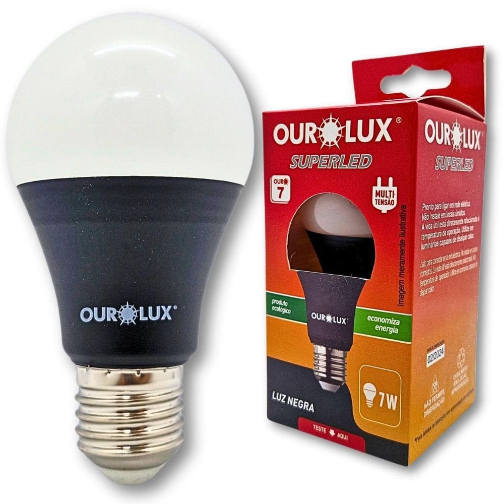 Lâmpada Led Ourolux Luz Negra Bulbo 7W E27 Bivolt 110V/220V