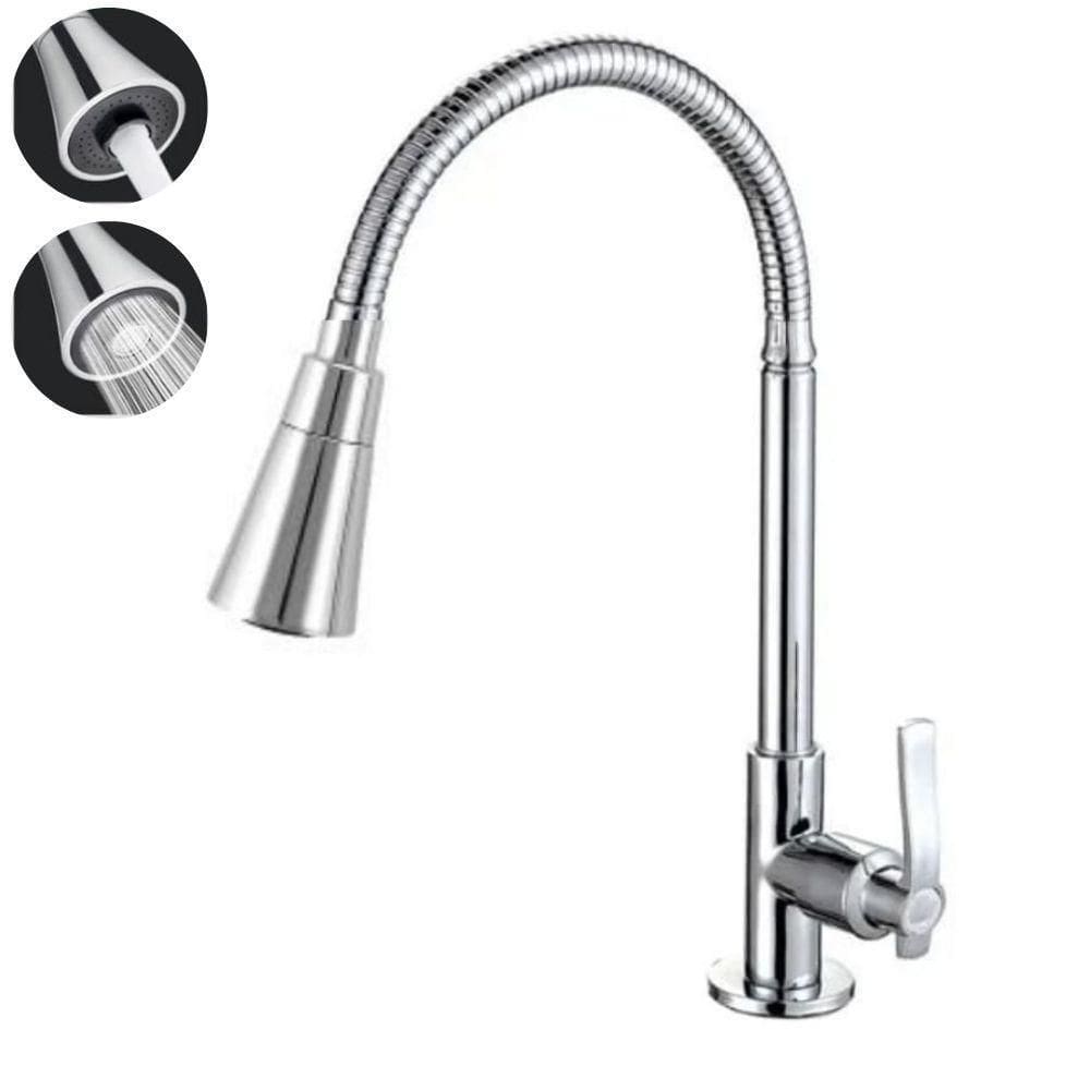 Torneira Cozinha Pia Gourmet Mesa Flexível Em Metal Inox