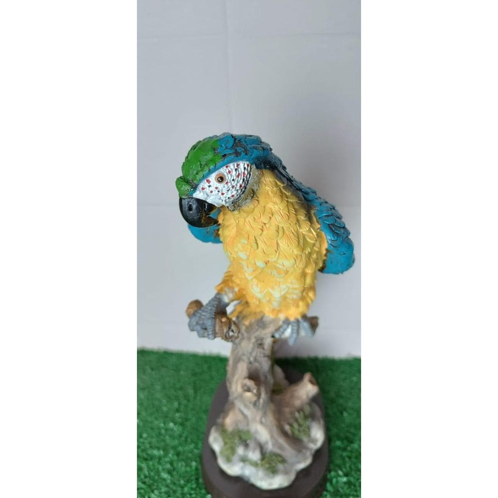 Enfeite Animal Arara Azul De Resina Decorativo 30Cm