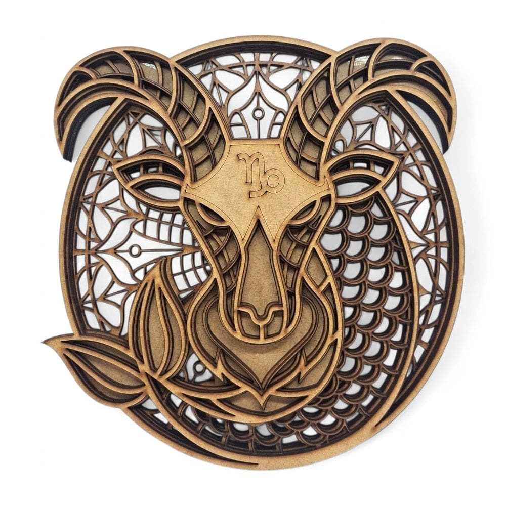 Mandala Signo Capricórnio Enfeite Decorativo de Mdf 17 cm