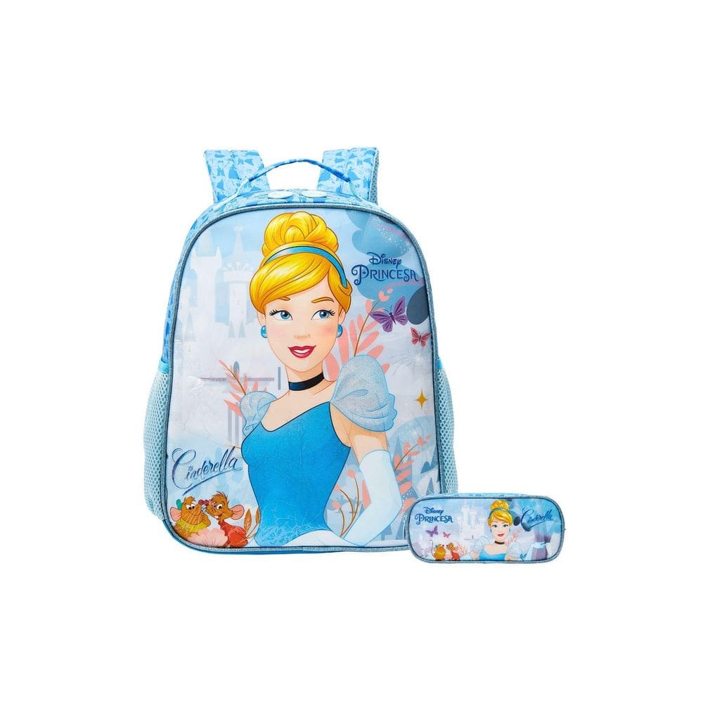 Kit Escolar Mochila De Costas + Estojo Cinderela