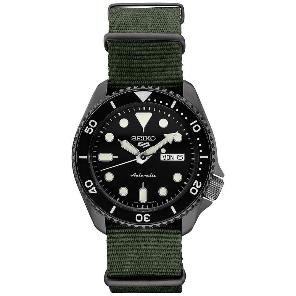 Relógio SEIKO 5 Sports SRPD91 para homens com mostrador preto automático