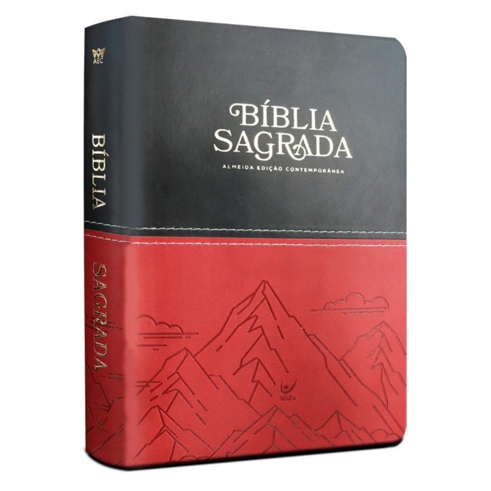 Biblia Aec - Letra Gigante - Capa Pu Impresso - Preto E Vermelho Montanhas