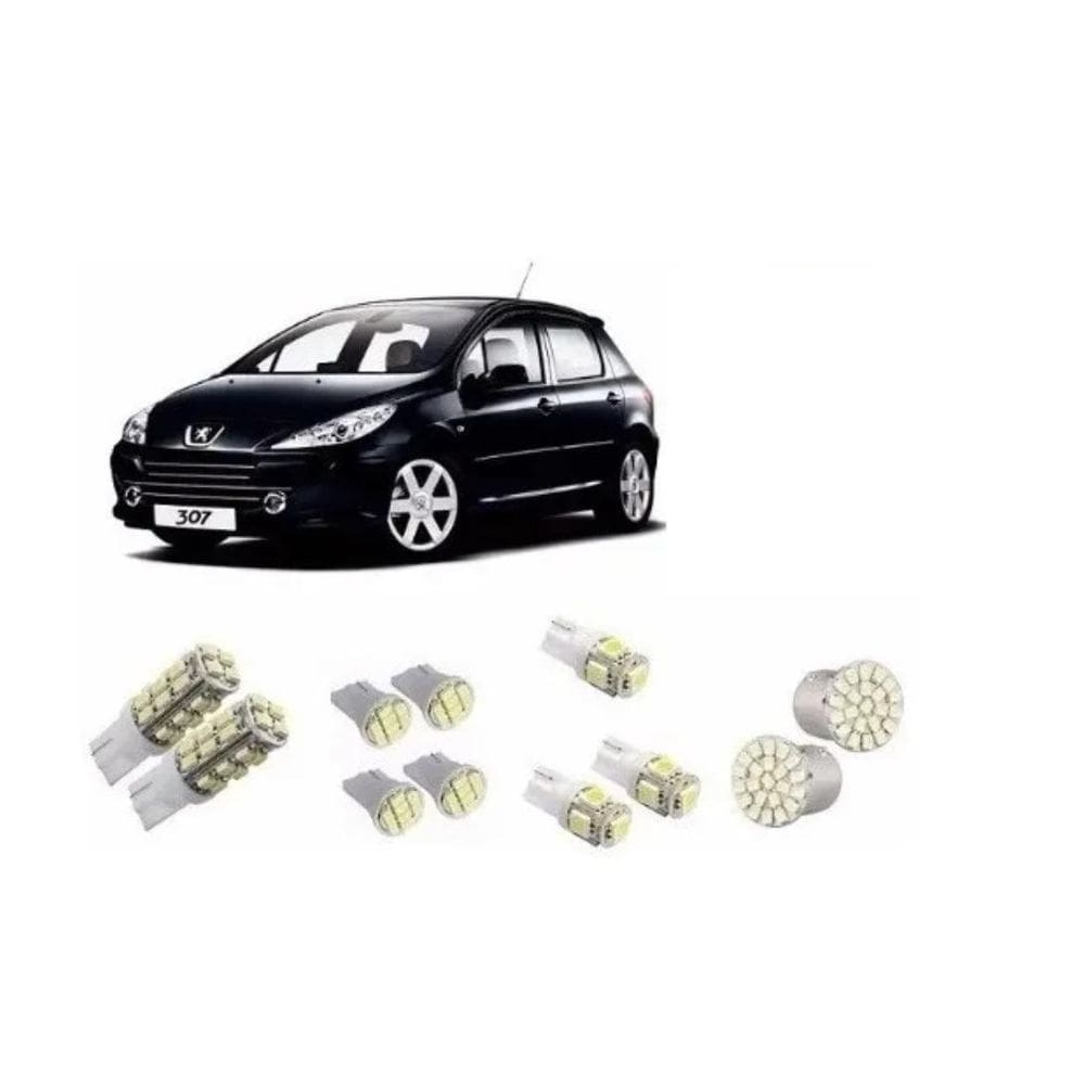 Kit Led Leds Pingo Lanterna Teto Placa Re Peugeot 307