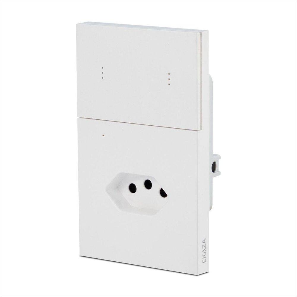 Interruptor 2 Botões Físicos E Tomada 10A Inteligente Zigbee Mercúrio Lite Ekaza Branco