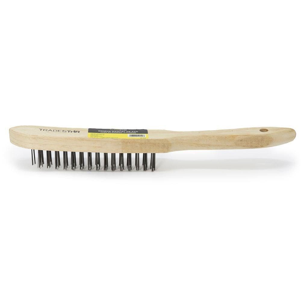 Escova Manual Aço 3 X 15 Cm Cabo Madeira Tradestar