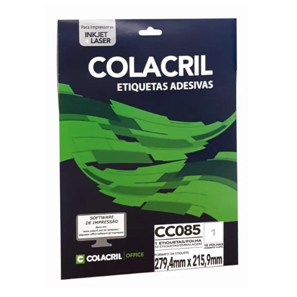 Etiqueta Adesiva Colacril Carta Cc085 279,4X215,9Mm C/10