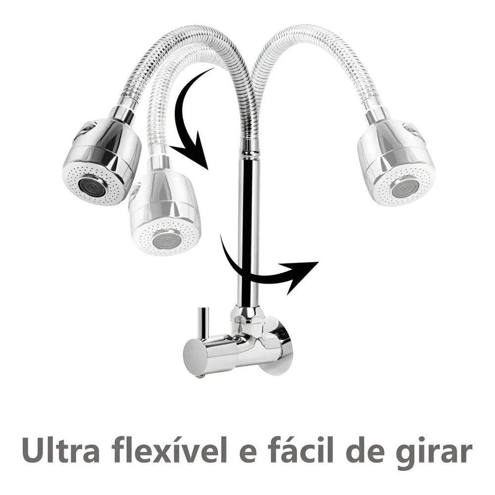 2X Torneira Flexível Cozinha De Parede 1/4 Abs 2 Saídas De Á
