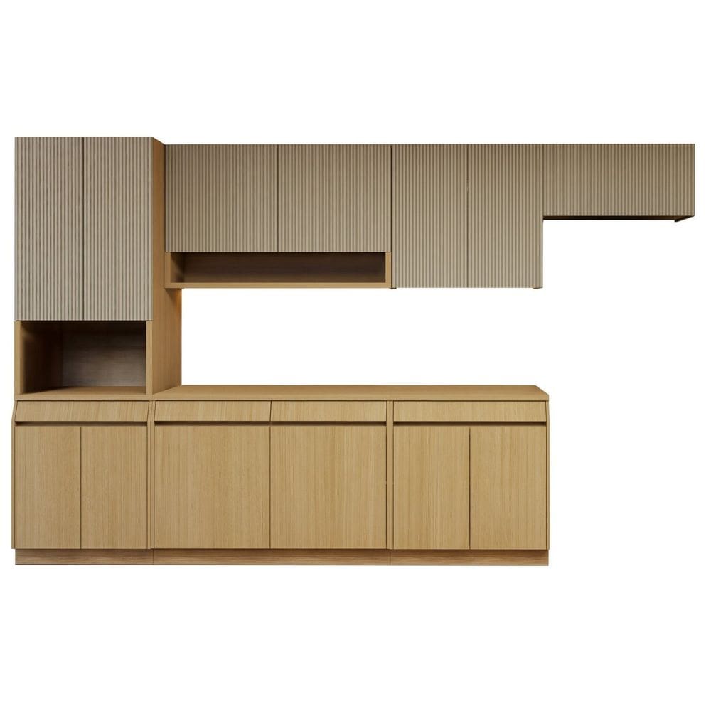 Cozinha Completa Modulada 6 Peças 13 Portas 4 Gavetas com Rodapé 100% Mdf Carvalho/Greige