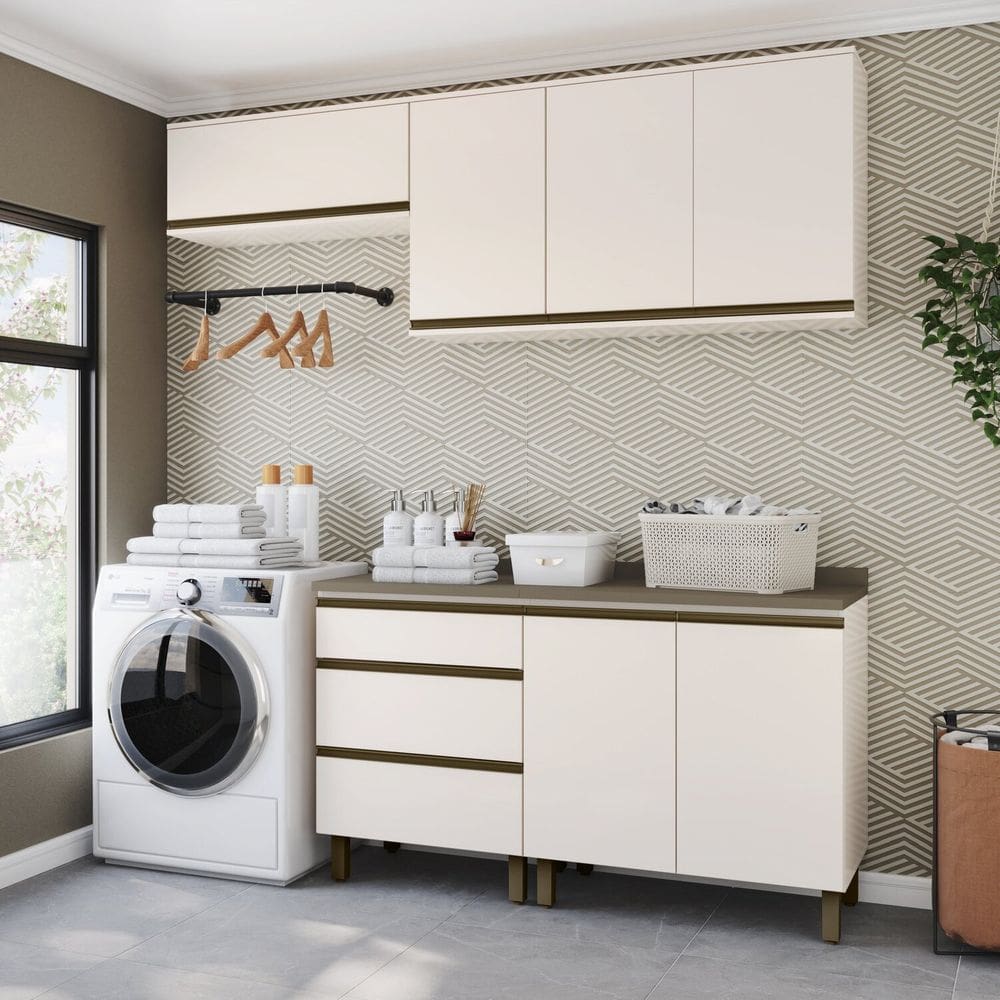 Lavanderia Modulada 4 Peças com Tampo Connect Off White