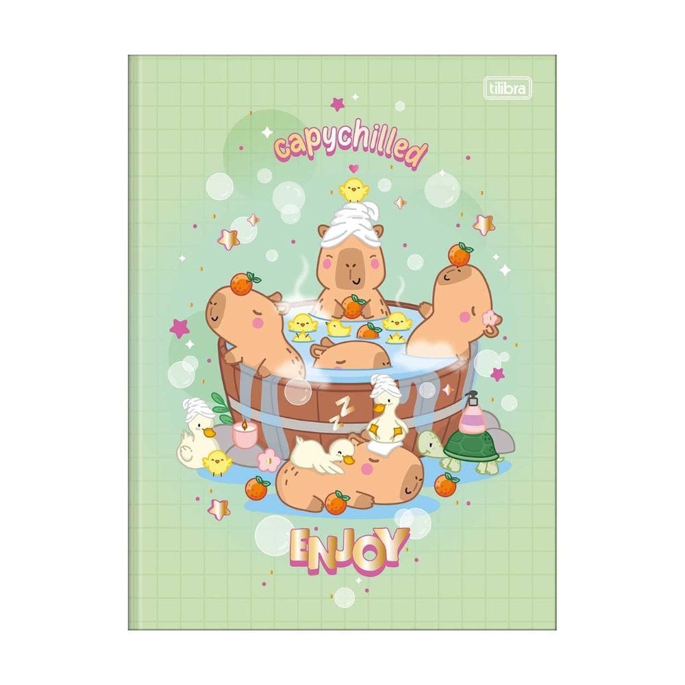 Caderno Brochura Grande Capa Dura Capivara 48 Folhas Capybara Fofo CapyClub - Tilibra