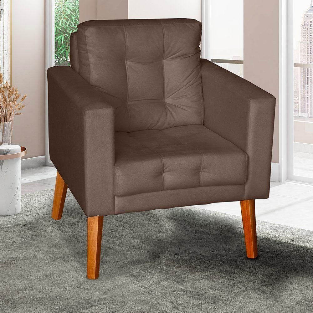 Sofá/poltrona/cadeira Decorativa Glamour Dubai Com Pés Em Madeira Marrom