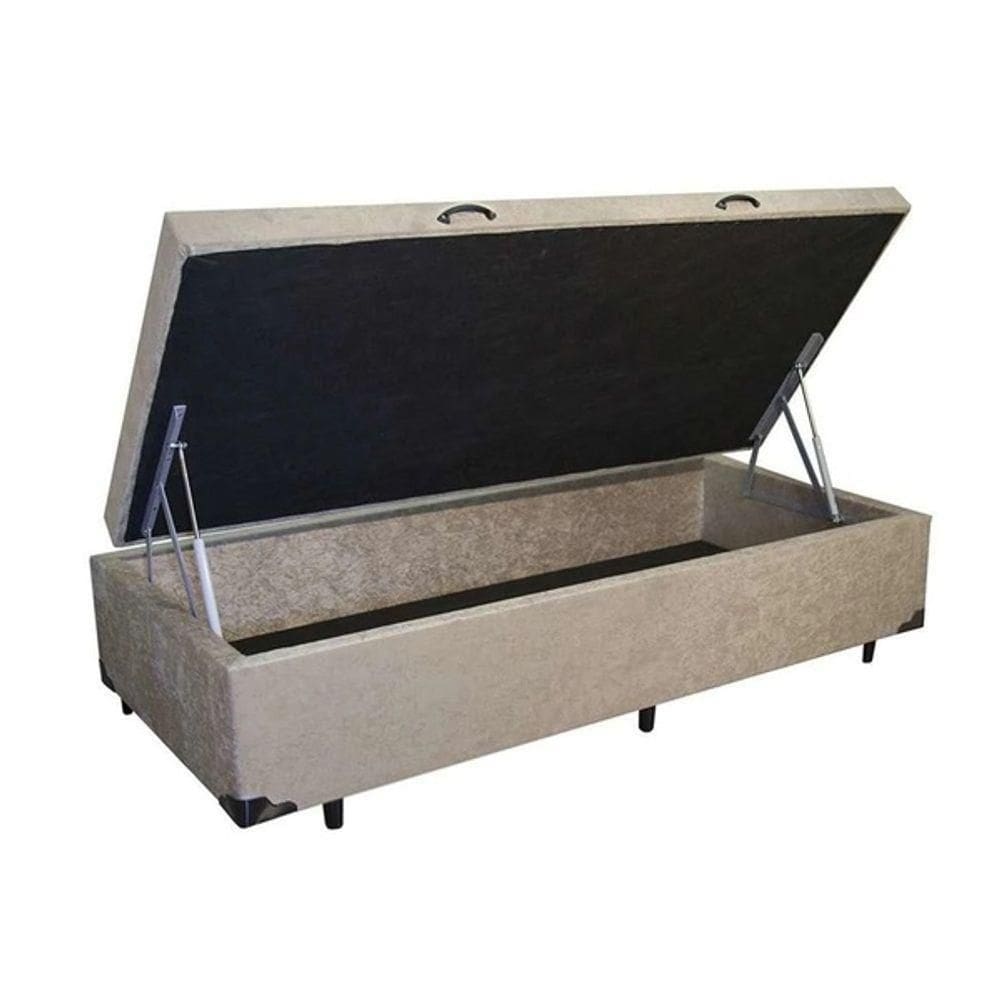 Cama Box Baú Solteiro Suede 42x188x88 Bege