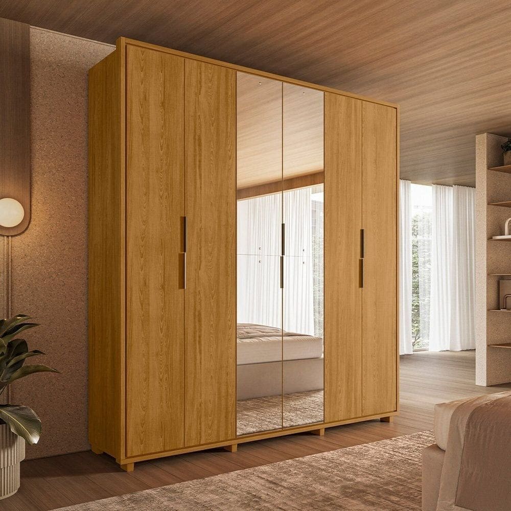 Guarda-Roupa 100% MDF 2 Portas com Espelho Matisse Domitorios Cumaru