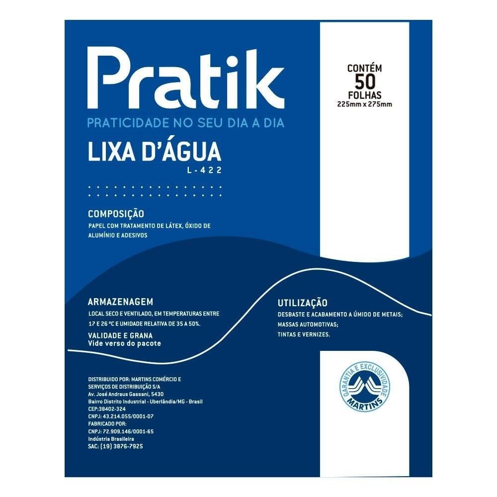 Lixa D`Água Pratik L422, G400 - Embalagem com 50 Unidades