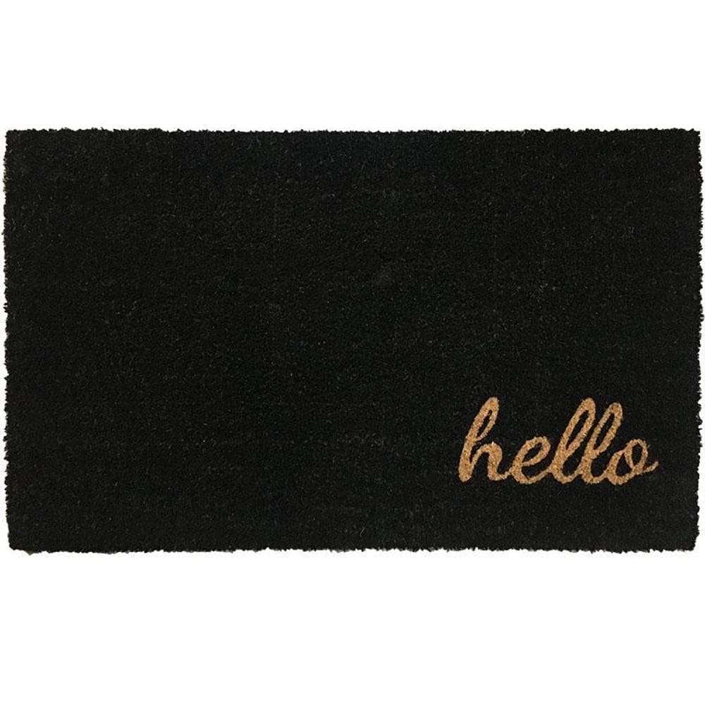 Tapete Capacho Fibra De Coco 75X45Cm Natural Preto Hello