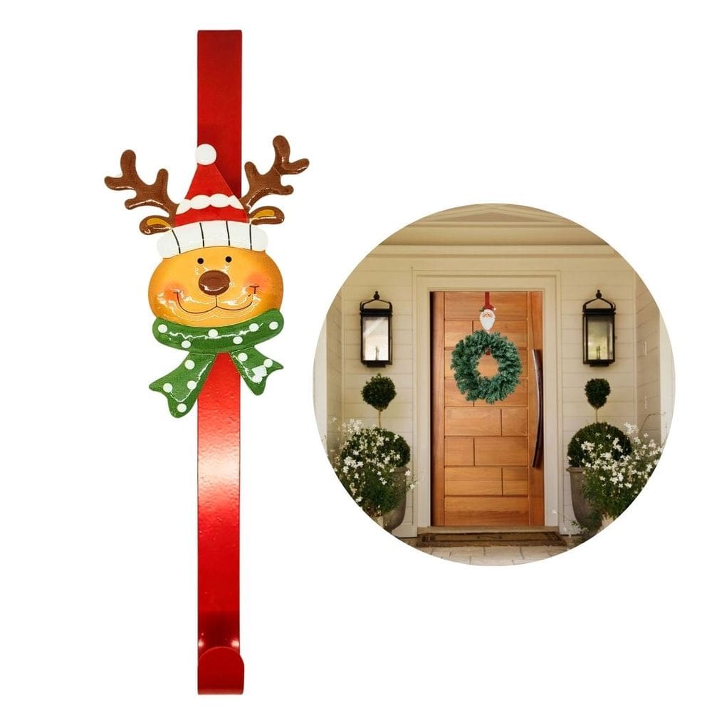 Gancho Suporte Para Guirlanda Encaixe Porta Metal Rena Natal 37cm - Master Christmas