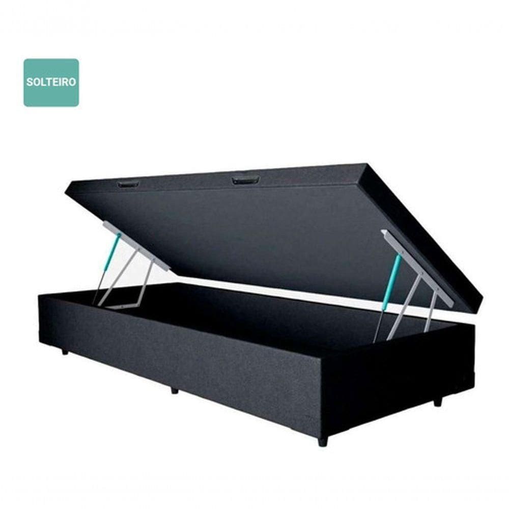 Cama Box Baú Solteiro Sintético Preto 188x88