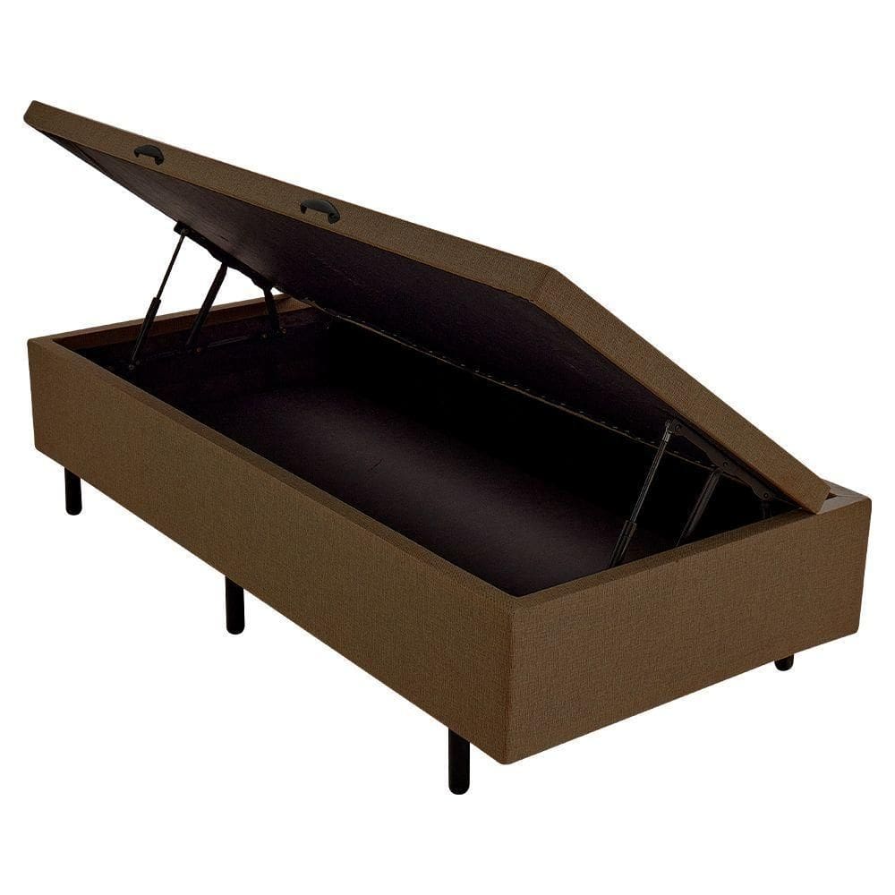 Cama Box Baú Solteiro Sintético Marrom 88x188